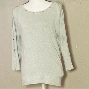 CATHERINE Malandrino medium 3/4 sleeve gray ribbed sweater